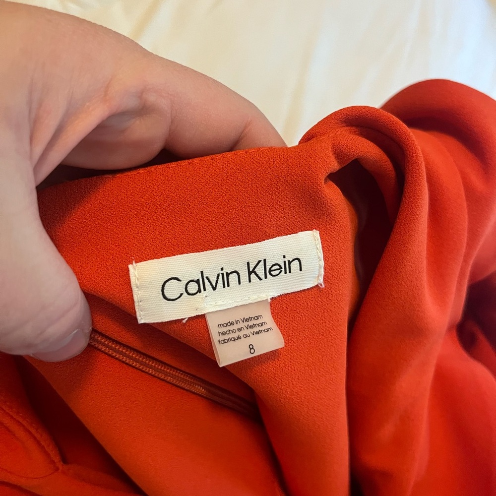 Elegant burnt orange Ruffle Sleeve Dress - Picture 3 of 5